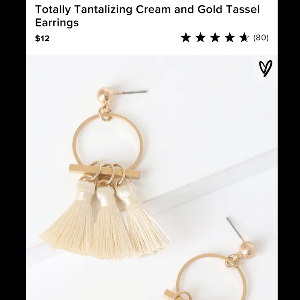 Cream and Gold Tassel Earrings